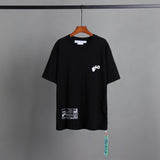 Off Whtie T Shirts Distressed Arrow Print Male And Female Trendy Brand Short Sleeve