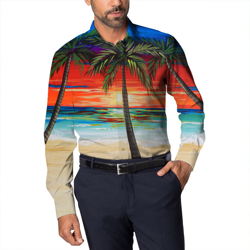Men Beach T Shirts Spring Men's Cool Long Sleeve Shirt