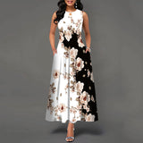 1920S Dress Sleeveless Dress for Women Floral Print Swing Dress