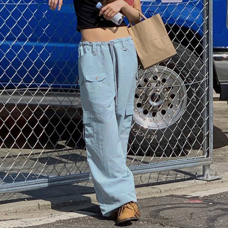 Julia Fox Low Rise Trousers Sports Casual Loose Woven Pants