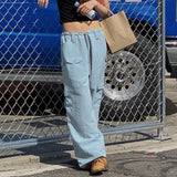 Julia Fox Low Rise Trousers Sports Casual Loose Woven Pants