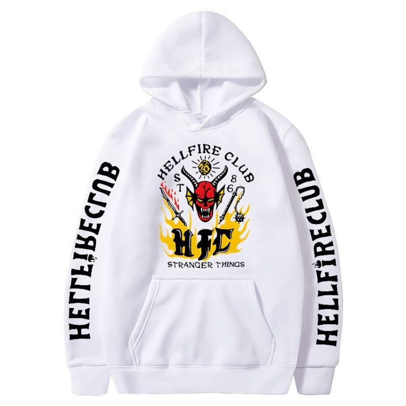 Stranger Things Hellfire Club Hoodie Print Pattern Hoodie Fleece-Lined