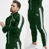 Men Tracksuit Sports Casual Solid Color Suit Outdoor Workout Zipper