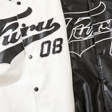 White Varsity Jacket Baseball Uniform Leather Jacket Men I High Street Hip Hop Couple Leather Coat