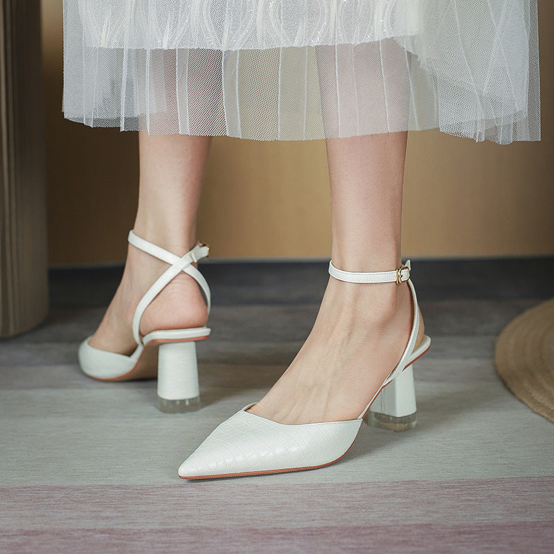 Nude Block Heels Closed Toe Women's Spring Shoes Chunky Heel High Heels Casual