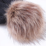 Women Winter Hats Winter Knitted Hat Fur Ball Solid Color Thickened Sleeve Cap