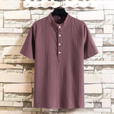 Men Hawaii Shirts Men's Solid Color Short Sleeve Shirt Casual