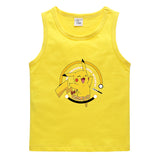 Children Pokemon Pikachu T Shirt Casual Sports Sweat-Absorbent Cotton Vest
