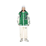 Green Varsity Jacket Autumn Embroidery Craft Casual Loose Baseball Sports Jacket Jacket