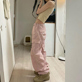 Julia Fox Low Rise Trousers Pocket Casual Pants Loose Trousers