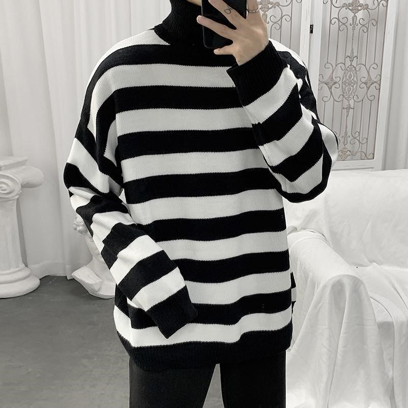 Men Turtleneck Sweater Men's Turtleneck Sweater Autumn and Winter Loose Coat
