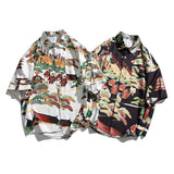 Men T Shitrs Summer Printed Shirt Casual Lapel Short Sleeve Men