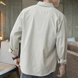 White Work Shirts Fall Men's Shirts Solid Color Loose Japanese Style Hong Kong Style Blouse Coat