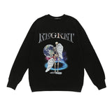 Mens Fall Outfits Vintage Floral Print Long Sleeves T-shirt Men's Loose High Street Hiphop Top