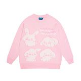 Mens Fall Outfits round Neck Sweater Man and Woman Cartoon Bear Loose Student Pullover Couple Sweater