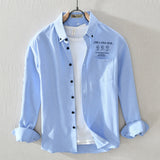 White Work Shirts Men's Casual Long-Sleeved Printed Shirt