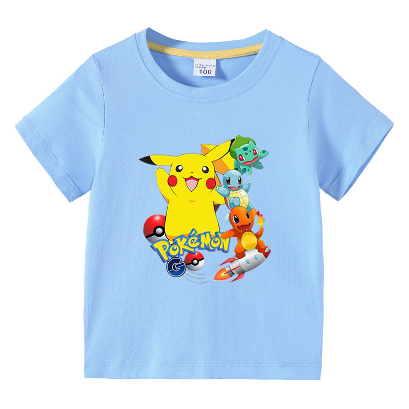 Children Pokemon Pikachu T Shirt Children Summer Clothing Short Sleeve T-shirt