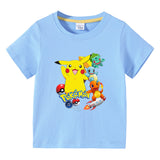 Children Pokemon Pikachu T Shirt Children Summer Clothing Short Sleeve T-shirt