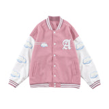 Blue Varsity Jacket Bear Baseball Jacket Towel Embroidery Men and Women Couple