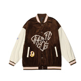 Mens Fall Outfits Pilot Jacket Men's Velvet Stitching PU Leather Sleeve Long Sleeve Casual Baseball Jacket