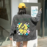 Comic Denim Jacket Cartoon Beaded plus Size Loose Denim Jacket