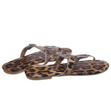 Women Open Toe Sandals Flats Summer Flat Plus Size Beach Shoes Leopard Flip Flops Flat Shoes