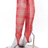 Summer Printed Sleeveless Backless Gauzy Stirrup Trousers Jumpsuit for Women