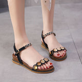 Nude Block Heel Peep Toe Simple Sandals Low Heel Sandals