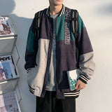 Corduroy Varsity Jacket Corduroy Jacket Men's Spring and Autumn Color Contrast Patchwork Baseball Uniform Casual Loose Embroidered Jacket