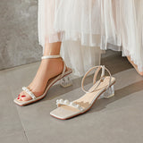 Nude Strappy Block Heels