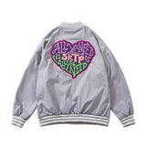 Mens Fall Outfits Autumn and Winter Love Flocking Embroidered Baseball Uniform Couple Jacket High Street Vibe Jacket Men