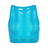 Music Festivals Rave Outfits Girls Tops Summer Women's round Neck Sleeveless Sexy Slim Fit