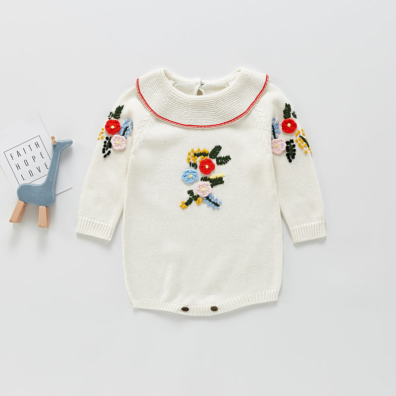 Spring Rompers Knitted Embroidered Rompers Jumpsuit