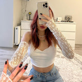Maddy Euphoria Outfits Summer Solid Color Slim-Fit Tank Top Lace