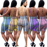 Women Plaid Catsuit Woman Checkered Jumpsuit Suspender Plaid Printed Casual Jumpsuit Jumpsuit