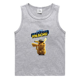 Children Pokemon Pikachu T Shirt Cotton Leisure Sports Sweat-Absorbent Vest