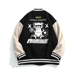 The Bears Varsity Jacket Contrast Color Sports Baseball Uniform Men's Autumn Bear Jacket Youth Cartoon Embroidered Jacket