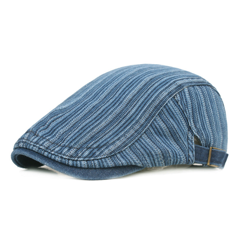 Check Beret Hat Denim Peaked Cap British Retro Beret
