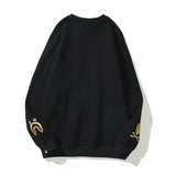 Shark Print Sweatshirts Autumn And Winter Cartoon Embroidered Crew Neck Pullover And Fleece Sweater Men And Women