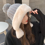 Women Winter Hats Knitted Woolen Cap Warm Earflaps Cap Thick for Women