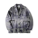 Men's Casual Suit Man Blzer Dark Striped Tie-Dye Blazer Men Loose Lapels Single Breasted Casual Small Suit