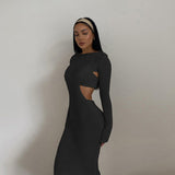 Mini Club Dresses Women's Clothing round-Neck Long-Sleeved Dress Women