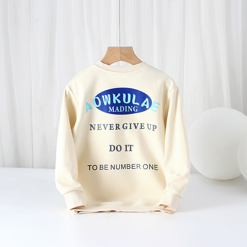 Children Boy Hoodie Spring and Autumn Children Long-Sleeved Sweater Top T Boy Terry