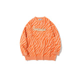 Mens Fall Outfits round Neck Pullover Sweater Zebra Pattern Contrast Color Loose Couple Sweater Men and Women