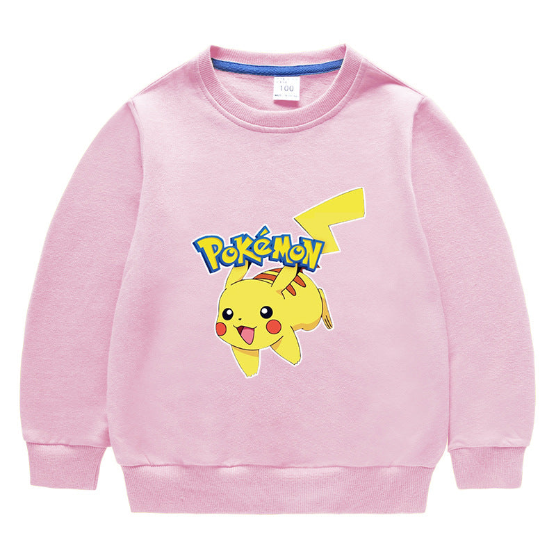 Children Pokemon Pikachu Hoodie Men and Women Baby Cotton Top