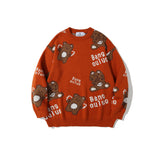 Mens Fall Outfits Vintage Leopard Print Sweater Men's and Women's Loose Couple Pullover Knitwear Coat