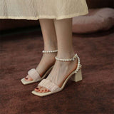 Nude Block Heel Peep Toe Chunky Heel Sandals