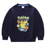 Children Pokemon Pikachu Hoodie Cotton Top Children's round Neck Bottoming Shirt