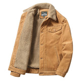 Corduroy Varsity Jacket Autumn Winter Coat Men's Fleece Jacket Retro Short Overalls Berber Fleece Coat