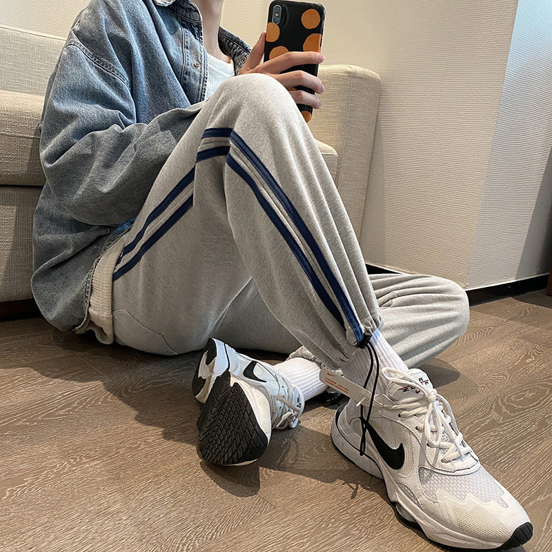 Men Pants Men's Spring/Summer Loose Drawstring Casual Jogger Pants